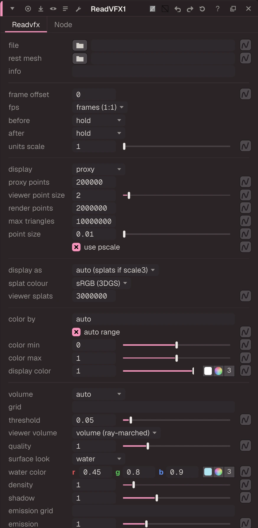 ReadVFX properties