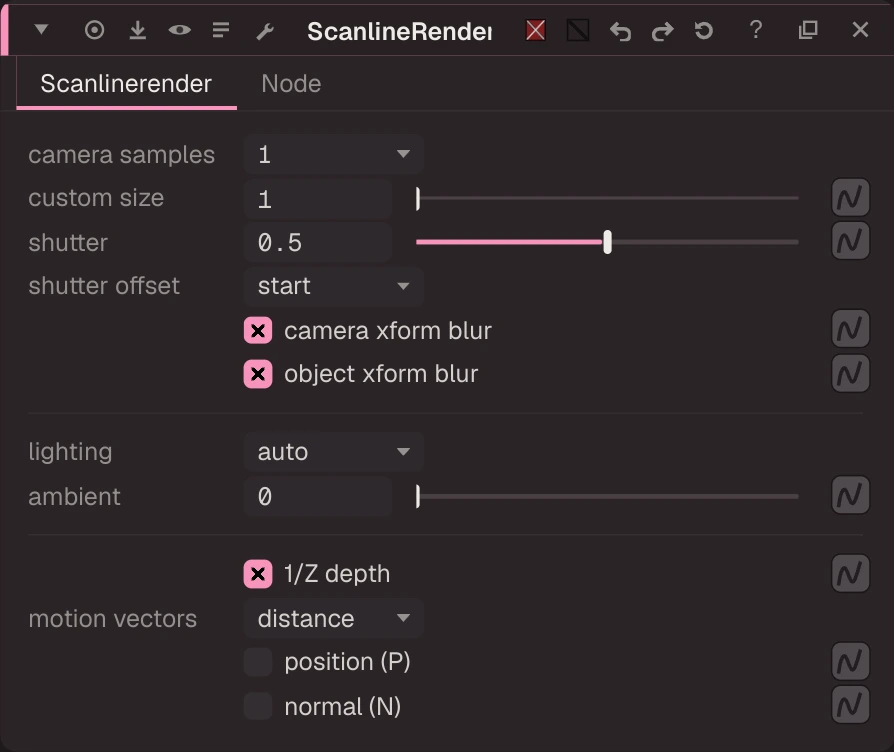 ScanlineRender properties