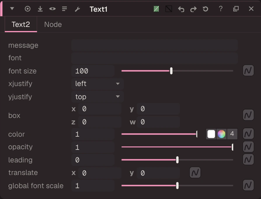 Text2 properties