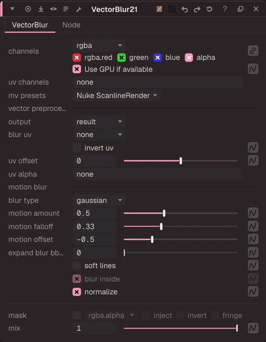 VectorBlur2 properties